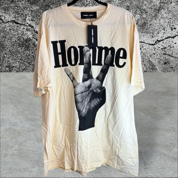 •NEW• Homme + Femme LA • Twisted Fingers Off-White Tee  • 2XL - Picture 1 of 8